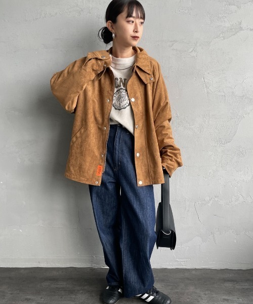 UNIVERSAL OVERALL（ユニバーサルオーバーオール）の「[UNIVERSAL OVERALL/ユニバーサルオーバーオール] 別注 オーバーサイズ レザージャケット（その他アウター・レディース・ブラック/キャメル/ブラウン・F）」の8枚目の写真