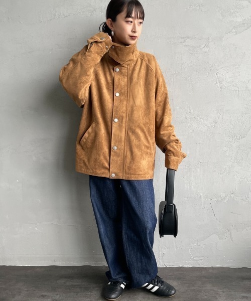 UNIVERSAL OVERALL（ユニバーサルオーバーオール）の「[UNIVERSAL OVERALL/ユニバーサルオーバーオール] 別注 オーバーサイズ レザージャケット（その他アウター・レディース・ブラック/キャメル/ブラウン・F）」の10枚目の写真