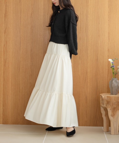 hinari（ヒナリ）の「シャーリングティアードスカート（スカート・レディース・ブラック/アイボリー/チェック・FREE/SMALL/X-SMALL）」の20枚目の写真