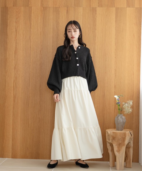 hinari（ヒナリ）の「シャーリングティアードスカート（スカート・レディース・ブラック/アイボリー/チェック・FREE/SMALL/X-SMALL）」の21枚目の写真