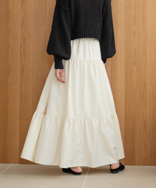 hinari ヒナリ シャーリングティアードスカート チェック hinari