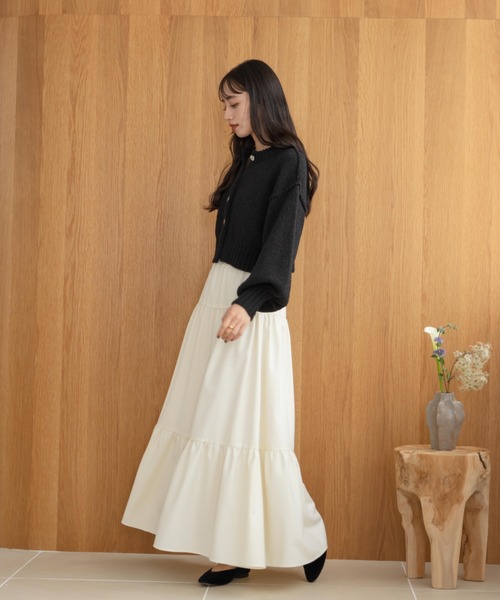 hinari シャーリングティアードスカート チェック柄 XS シャーリング