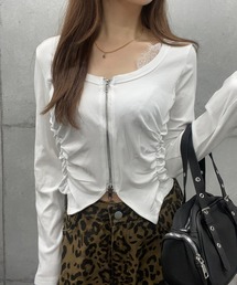 ROGER AND RAW（ロジャーアンドロウ）の「ショート丈リブシャーリングトップス/長袖/ロンT（Tシャツ/カットソー）」