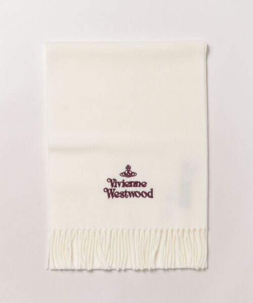 Vivienne Westwood（ヴィヴィアンウエストウッド）の「SCARF EMBROIDERED LOGO（マフラー・レディース・ブラック/ワイン/ピンク/ホワイト・FREE）」の2枚目の写真