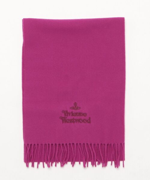 Vivienne Westwood（ヴィヴィアンウエストウッド）の「SCARF EMBROIDERED LOGO（マフラー・レディース・ブラック/ワイン/ピンク/ホワイト・FREE）」の4枚目の写真