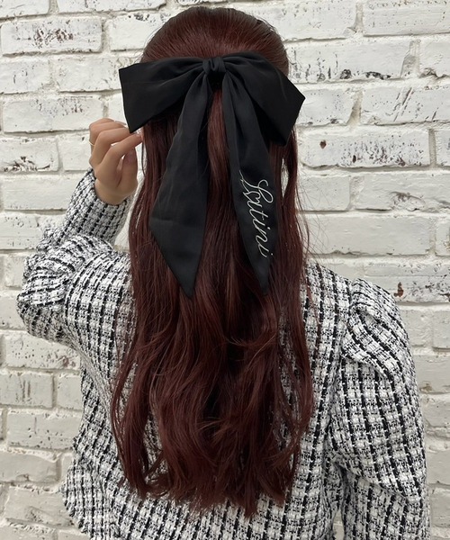 Latini】刺繍ロゴ入りリボンバレッタ（バレッタ/ヘアクリップ）｜one