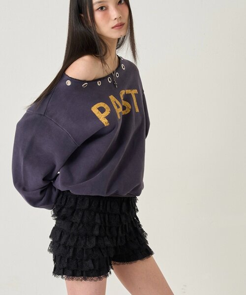 WHO'S WHO gallery（フーズフーギャラリー）の「アイレットオフショルロゴスウェット（スウェット・レディース・ネイビー/チャコールグレー/ライトグレー/カーキ/オレンジ/サックスブルー・FREE）」の19枚目の写真