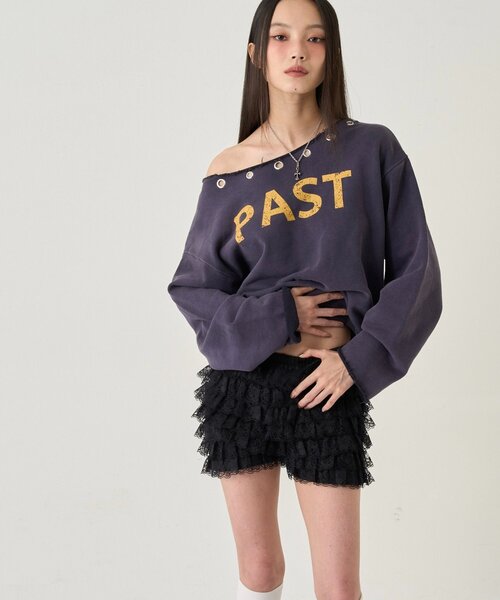 WHO'S WHO gallery（フーズフーギャラリー）の「アイレットオフショルロゴスウェット（スウェット・レディース・ネイビー/チャコールグレー/ライトグレー/カーキ/オレンジ/サックスブルー・FREE）」の20枚目の写真