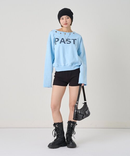 WHO'S WHO gallery（フーズフーギャラリー）の「アイレットオフショルロゴスウェット（スウェット・レディース・ネイビー/チャコールグレー/ライトグレー/カーキ/オレンジ/サックスブルー・FREE）」の9枚目の写真