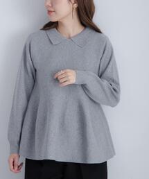 ペプラム」に該当するトップス（グレー/灰色系・長袖）ファッション