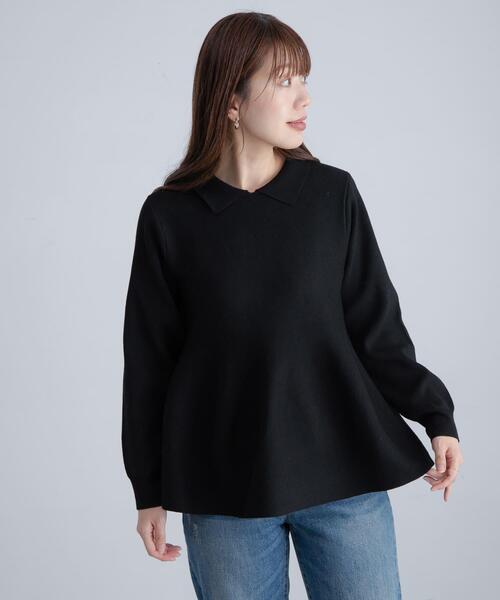 セール】『WEB限定』襟付きペプラムニットプルオーバー（ニット