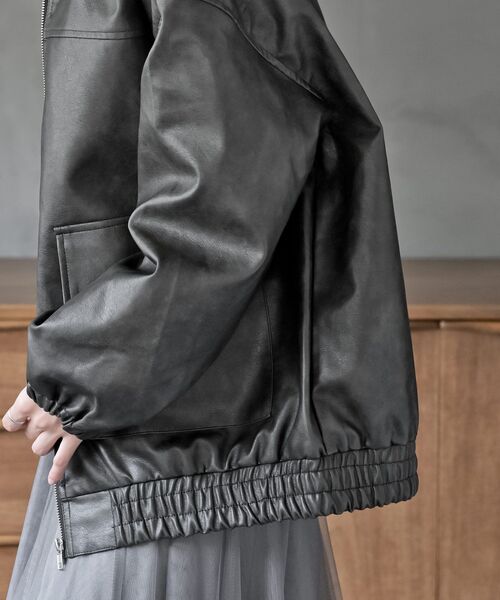 フェイクレザーステンカラーブルゾン（ブルゾン）｜rps（アール