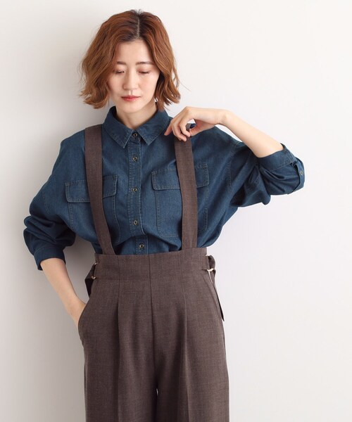 grove（グローブ）の「【選べる着丈】オーバーサイズデニムシャツ（シャツ/ブラウス・レディース・ネイビー/ブルー・02/04/12/14）」の19枚目の写真