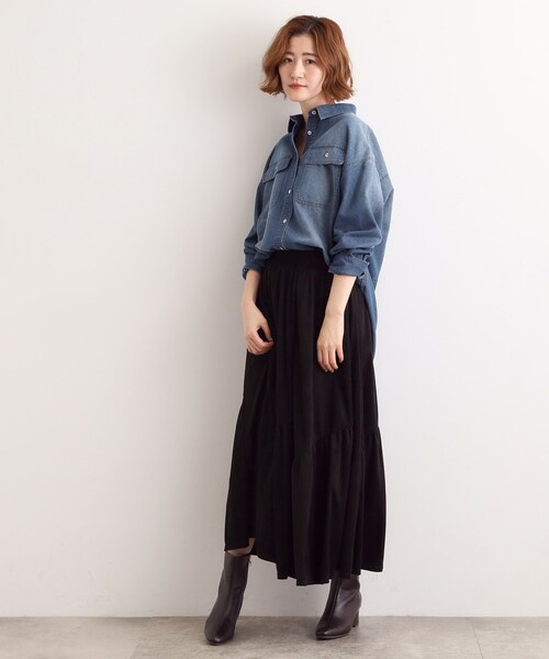 grove（グローブ）の「【選べる着丈】オーバーサイズデニムシャツ（シャツ/ブラウス・レディース・ネイビー/ブルー・02/04/12/14）」の7枚目の写真