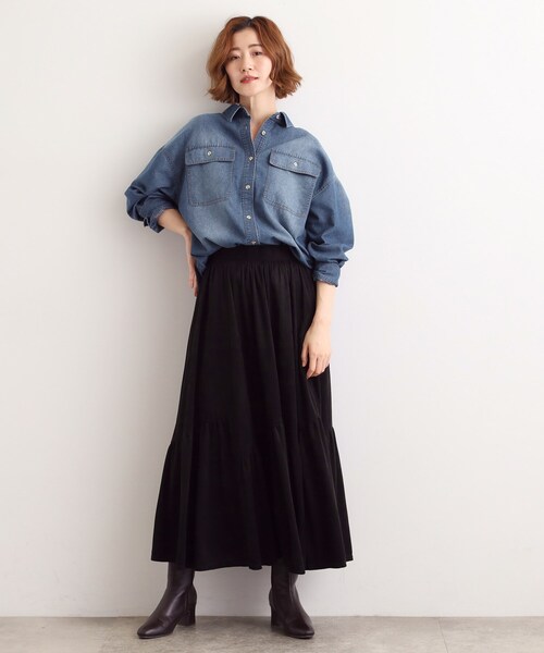 grove（グローブ）の「【選べる着丈】オーバーサイズデニムシャツ（シャツ/ブラウス・レディース・ネイビー/ブルー・02/04/12/14）」の8枚目の写真
