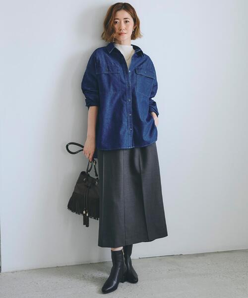 grove（グローブ）の「【選べる着丈】オーバーサイズデニムシャツ（シャツ/ブラウス・レディース・ネイビー/ブルー・02/04/12/14）」の17枚目の写真