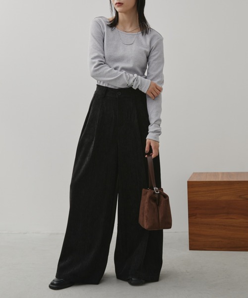 Aunt Marie's(アントマリーズ)の「コールテンワイドスラックスパンツ(スラックス・レディース・ブラック/ブラウン・SMALL/MEDIUM)」の16枚目の写真