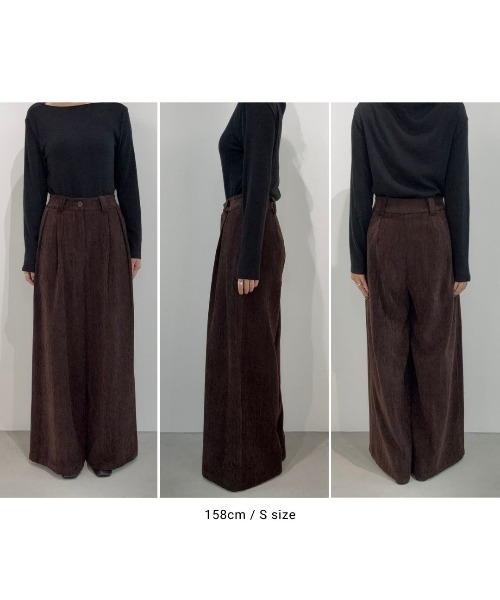 Aunt Marie's(アントマリーズ)の「コールテンワイドスラックスパンツ(スラックス・レディース・ブラック/ブラウン・SMALL/MEDIUM)」の8枚目の写真