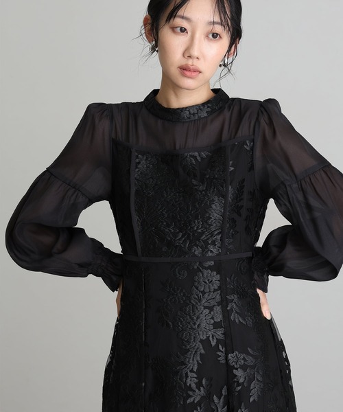 atlo(アトロ)の「ミモレ丈&袖あり フォーマル Aライン キャンディスリーブ シアースカラップセレモニー 結婚式 二次会 パーティー ドレス オケージョンドレス お呼ばれ 同窓会 成人式 (ドレス・レディース・ブラック/ベージュ/グレー・M)」の11枚目の写真