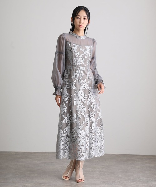 ミモレ丈&袖ありフォーマルAラインキャンディスリーブシアースカラップ