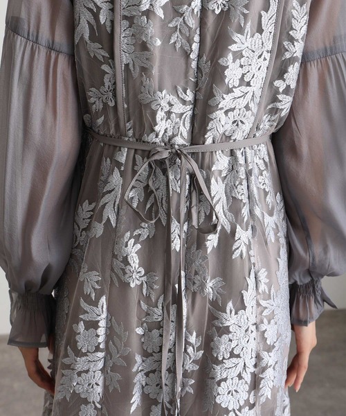 ミモレ丈&袖ありフォーマルAラインキャンディスリーブシアースカラップ