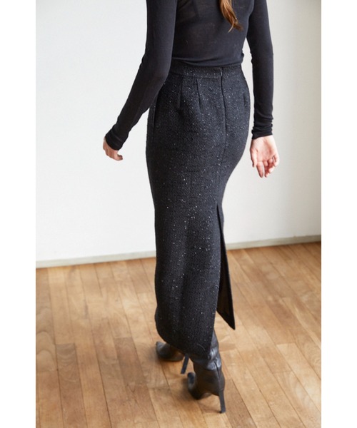 Estella.K(エステラケー)の「Julietta Tweed Long Skirt ビット付きロングSK(スカート・レディース・グレー系/ブラック系・MEDIUM/SMALL)」の4枚目の写真