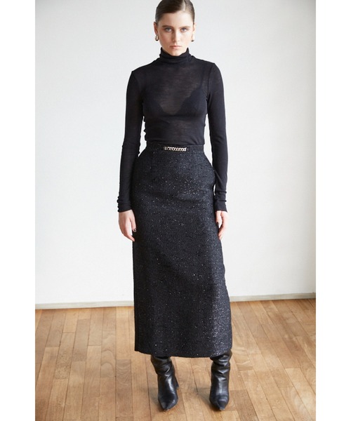 Estella.K(エステラケー)の「Julietta Tweed Long Skirt ビット付きロングSK(スカート・レディース・グレー系/ブラック系・MEDIUM/SMALL)」の11枚目の写真