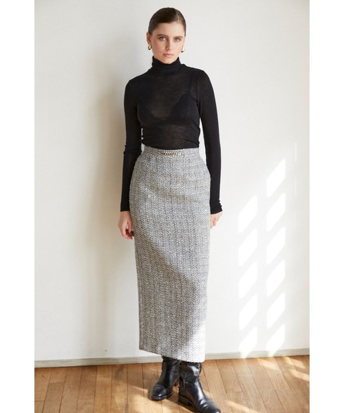 Estella.K(エステラケー)の「Julietta Tweed Long Skirt ビット付きロングSK(スカート・レディース・グレー系/ブラック系・MEDIUM/SMALL)」の18枚目の写真