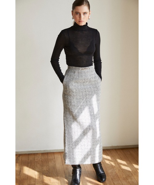 Estella.K(エステラケー)の「Julietta Tweed Long Skirt ビット付きロングSK(スカート・レディース・グレー系/ブラック系・MEDIUM/SMALL)」の22枚目の写真