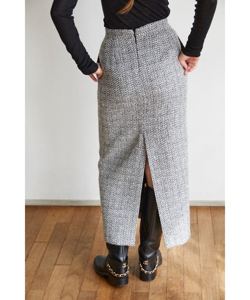 Estella.K(エステラケー)の「Julietta Tweed Long Skirt ビット付きロングSK(スカート・レディース・グレー系/ブラック系・MEDIUM/SMALL)」の15枚目の写真
