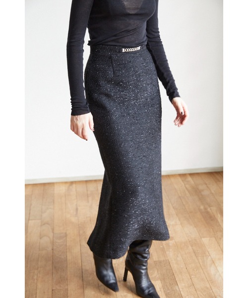 Estella.K(エステラケー)の「Julietta Tweed Long Skirt ビット付きロングSK(スカート・レディース・グレー系/ブラック系・MEDIUM/SMALL)」の12枚目の写真