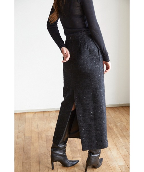 Estella.K(エステラケー)の「Julietta Tweed Long Skirt ビット付きロングSK(スカート・レディース・グレー系/ブラック系・MEDIUM/SMALL)」の9枚目の写真