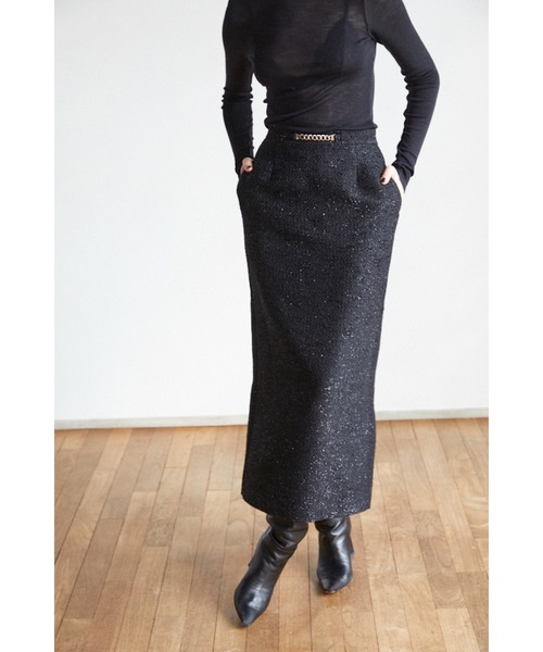 Estella.K(エステラケー)の「Julietta Tweed Long Skirt ビット付きロングSK(スカート・レディース・グレー系/ブラック系・MEDIUM/SMALL)」の5枚目の写真