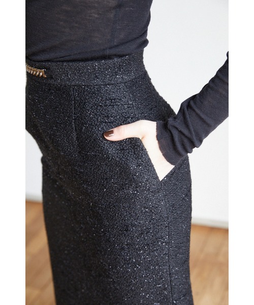 Estella.K(エステラケー)の「Julietta Tweed Long Skirt ビット付きロングSK(スカート・レディース・グレー系/ブラック系・MEDIUM/SMALL)」の8枚目の写真