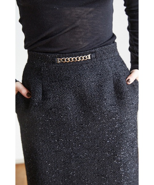Estella.K(エステラケー)の「Julietta Tweed Long Skirt ビット付きロングSK(スカート・レディース・グレー系/ブラック系・MEDIUM/SMALL)」の7枚目の写真