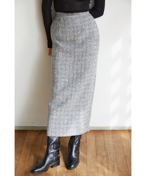 Estella.K(エステラケー)の「Julietta Tweed Long Skirt ビット付きロングSK(スカート・レディース・グレー系/ブラック系・MEDIUM/SMALL)」の13枚目の写真