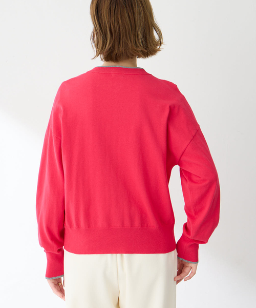 Petit Honfleur（プチオンフルール）の「バイカラーニットカーディガン（カーディガン/ボレロ・レディース・ピンク/グリーン/グレー/ネイビー・M/L）」の8枚目の写真