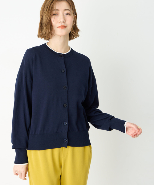 Petit Honfleur（プチオンフルール）の「バイカラーニットカーディガン（カーディガン/ボレロ・レディース・ピンク/グリーン/グレー/ネイビー・M/L）」の9枚目の写真