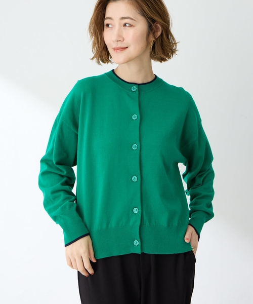 Petit Honfleur（プチオンフルール）の「バイカラーニットカーディガン（カーディガン/ボレロ・レディース・ピンク/グリーン/グレー/ネイビー・M/L）」の11枚目の写真