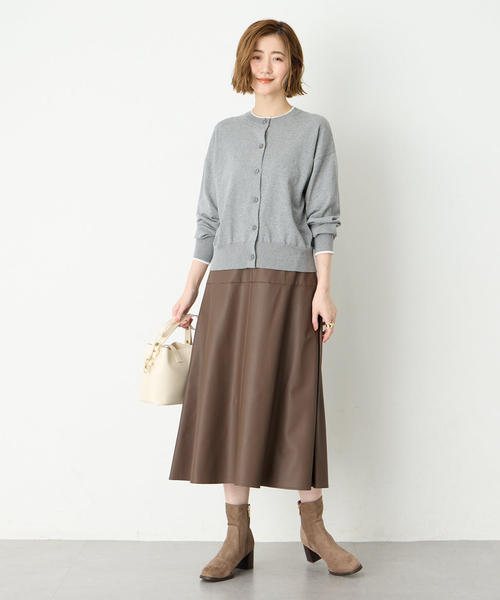 Petit Honfleur（プチオンフルール）の「バイカラーニットカーディガン（カーディガン/ボレロ・レディース・ピンク/グリーン/グレー/ネイビー・M/L）」の15枚目の写真