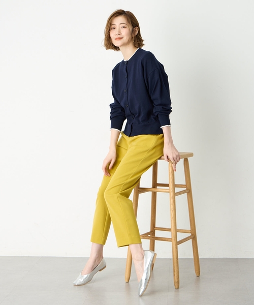 Petit Honfleur（プチオンフルール）の「バイカラーニットカーディガン（カーディガン/ボレロ・レディース・ピンク/グリーン/グレー/ネイビー・M/L）」の17枚目の写真