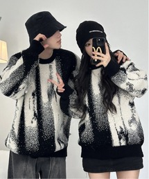 “都会的アートタッチ” もこもこモールジャガードニット
