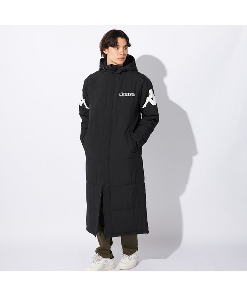 Kappa(カッパ)の「Kappa カッパ ブランド ロゴ 軽量タフタ フード付き 中綿 ベンチコート ジャケット(ダウンジャケット/コート・メンズ・ネイビー/ブラック・LL/L/M)」の7枚目の写真