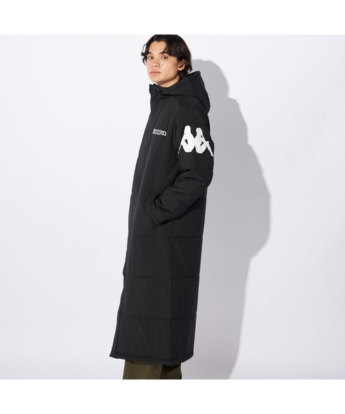 Kappa(カッパ)の「Kappa カッパ ブランド ロゴ 軽量タフタ フード付き 中綿 ベンチコート ジャケット(ダウンジャケット/コート・メンズ・ネイビー/ブラック・LL/L/M)」の5枚目の写真