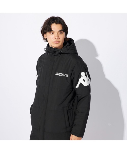 Kappa(カッパ)の「Kappa カッパ ブランド ロゴ 軽量タフタ フード付き 中綿 ベンチコート ジャケット(ダウンジャケット/コート・メンズ・ネイビー/ブラック・LL/L/M)」の4枚目の写真