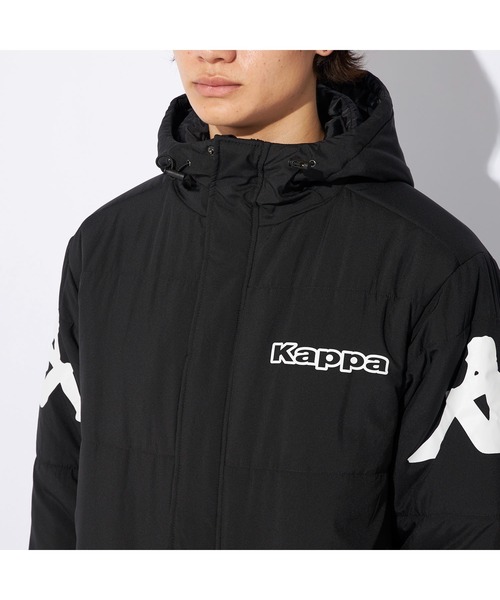 Kappa(カッパ)の「Kappa カッパ ブランド ロゴ 軽量タフタ フード付き 中綿 ベンチコート ジャケット(ダウンジャケット/コート・メンズ・ネイビー/ブラック・LL/L/M)」の12枚目の写真