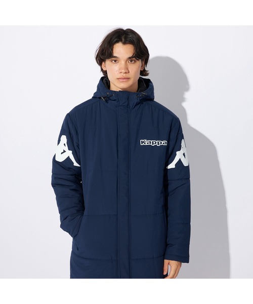 Kappa(カッパ)の「Kappa カッパ ブランド ロゴ 軽量タフタ フード付き 中綿 ベンチコート ジャケット(ダウンジャケット/コート・メンズ・ネイビー/ブラック・LL/L/M)」の21枚目の写真