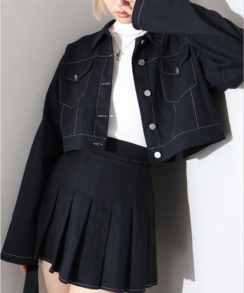 SpRay（スプレイ）の「ツイルステッチプリーツ　ＳＥＴ　ＵＰ（セットアップ・レディース・ブラウン/チャコールグレー/ブラック・FREE）」の2枚目の写真