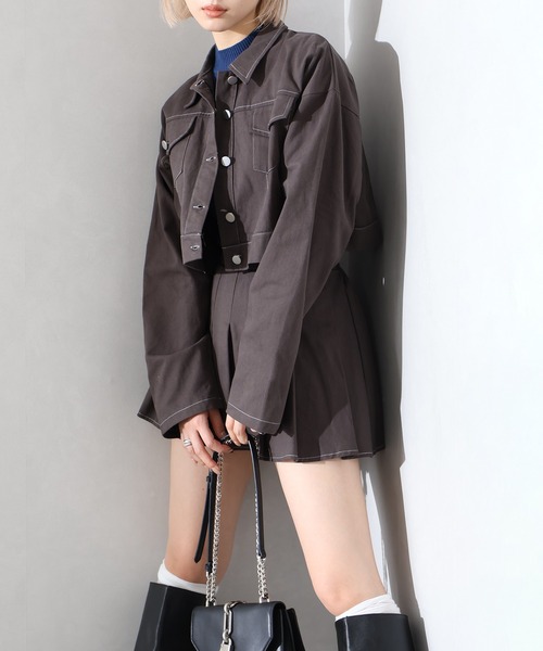 SpRay（スプレイ）の「ツイルステッチプリーツ　ＳＥＴ　ＵＰ（セットアップ・レディース・ブラウン/チャコールグレー/ブラック・FREE）」の20枚目の写真