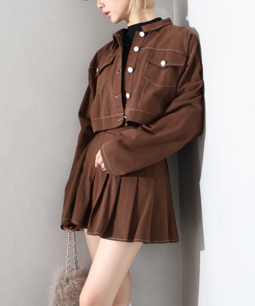 SpRay（スプレイ）の「ツイルステッチプリーツ　ＳＥＴ　ＵＰ（セットアップ・レディース・ブラウン/チャコールグレー/ブラック・FREE）」の13枚目の写真